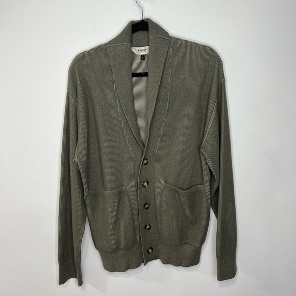 Zegna Khaki Cotton & Cashmere Cardigan 506 Light Army Green Men’s Medium - Picture 1 of 4